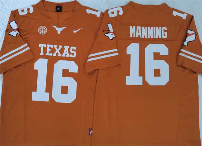 Men%27s Texas Longhorns #16 Peyton Manning Orange F.U.S.E Stitched Jersey